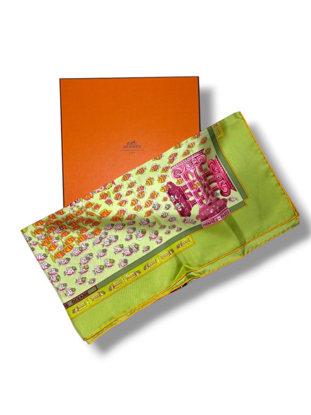 Hermès Paris silk scarf "Rencontre Oceane" by Annie Faivre Comes with Box